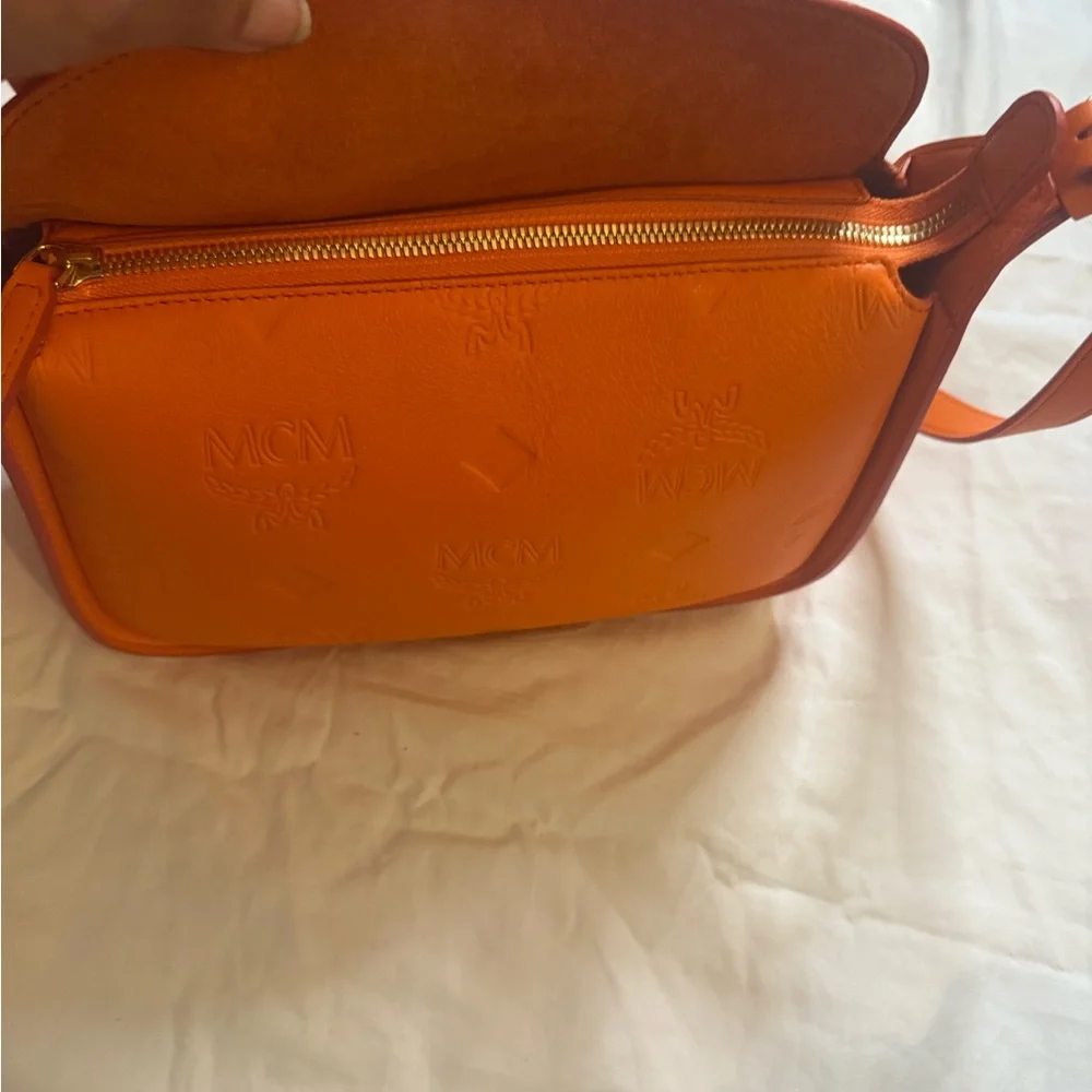 MCM Orange Leather Women's Bag midsized luxury high end statement‎ piece upscale